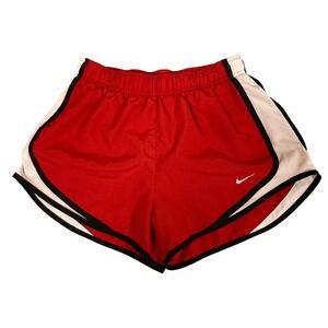 Nike Dri Fit Running Shorts Women Red Black White Athletic Gym Workout Size S